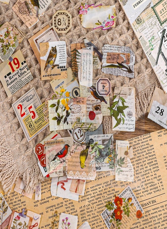 Bruislard 120 Pcs Junk Journal Scrapbook Kit Junk Journal Sticker Book Sticker Scene Book Vintage Scrapbook Supplies Kit for DIY Crafts Scrap Retro Aesthetics Decor - Image 5