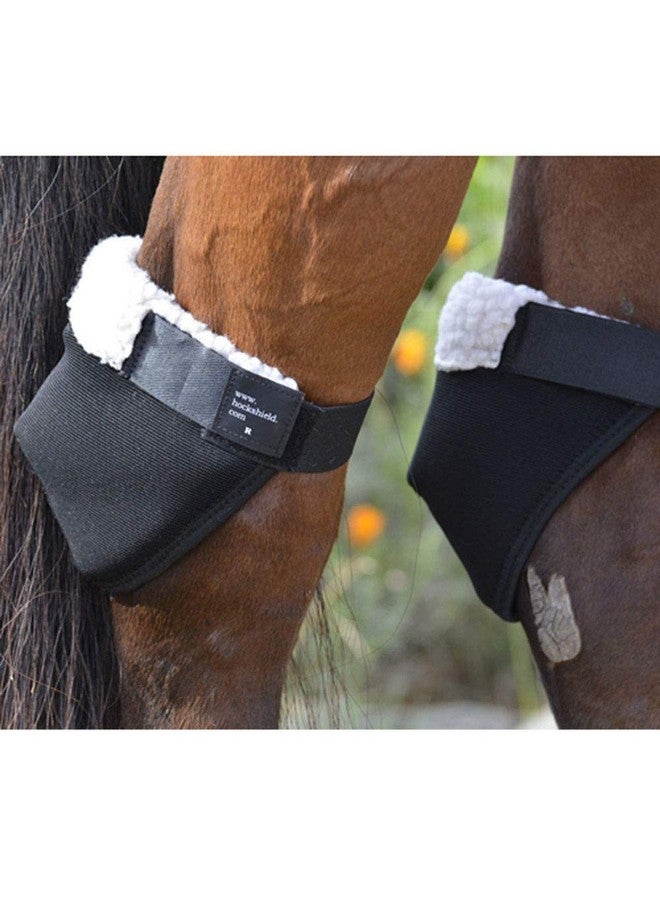 إنتريبيد إنترناشونال درع عظمة الرسغ من Click Horse، أحذية للعناية بالخيول، درع عظمة الرسغ للخيول مع بطانة من الصوف، يمنع تقرحات الرسغ وقرح الفراش، واقيات عظمة الرسغ المقاومة للتمزق للخيول، أسود مع حواف خضراء مقاس الحصان 13 بوصة - 15.9 بوصة - Image 2