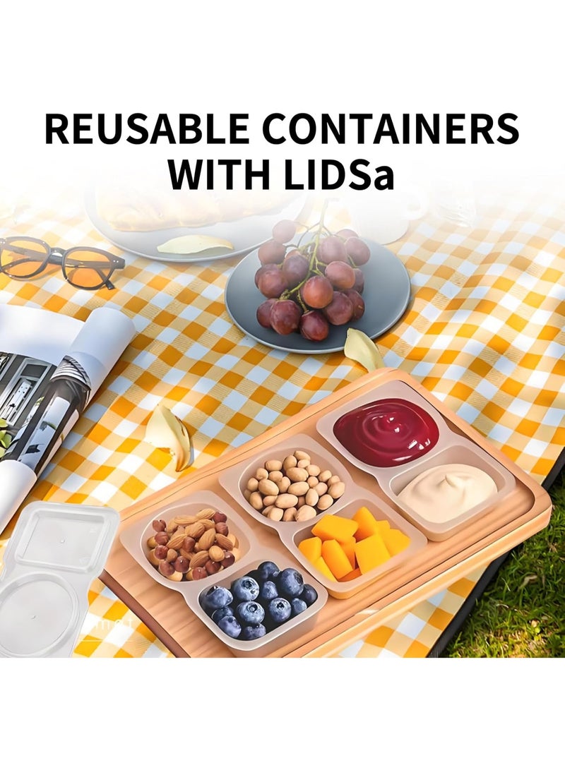 Relex 10PCS Double Compartment Condiment Containers with Lids,Reusable Snack Container With Lids 2 Compartments for to-go Sauce,Sampling with Box Package,Transparent Color - Image 4