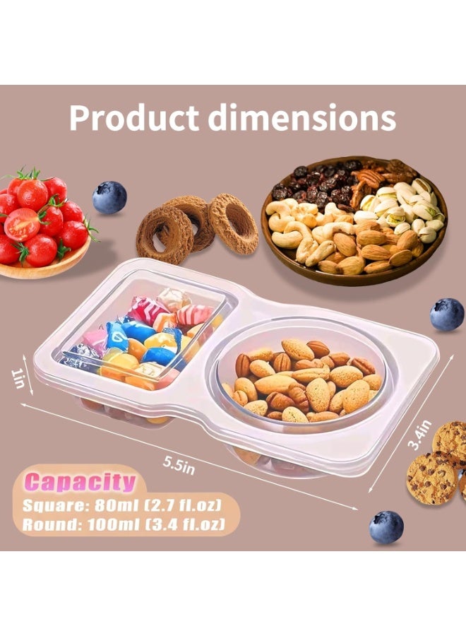 Relex 10PCS Double Compartment Condiment Containers with Lids,Reusable Snack Container With Lids 2 Compartments for to-go Sauce,Sampling with Box Package,Transparent Color - Image 3