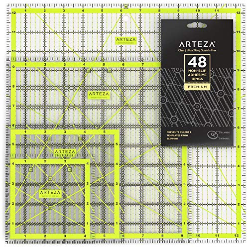 ARTEZA Quilting Rulers Set of 4, Double-Colored Acrylic Sewing Ruler - Image 1