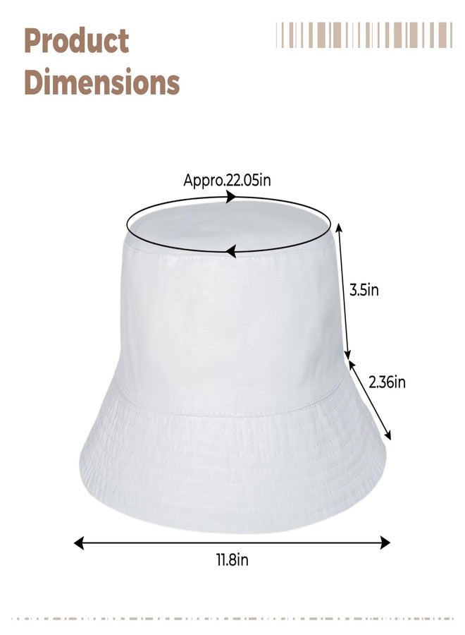 Lnrueg 6 Pcs White Bucket Hats Bulk, Sublimation Hats Blank Beach Fishing Cap for Women Men, Two Sided White, 22 Inches Circumference - Image 4