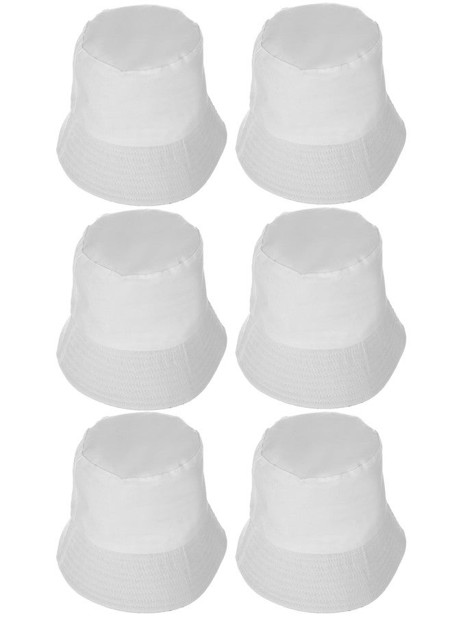 Lnrueg 6 Pcs White Bucket Hats Bulk, Sublimation Hats Blank Beach Fishing Cap for Women Men, Two Sided White, 22 Inches Circumference - Image 1