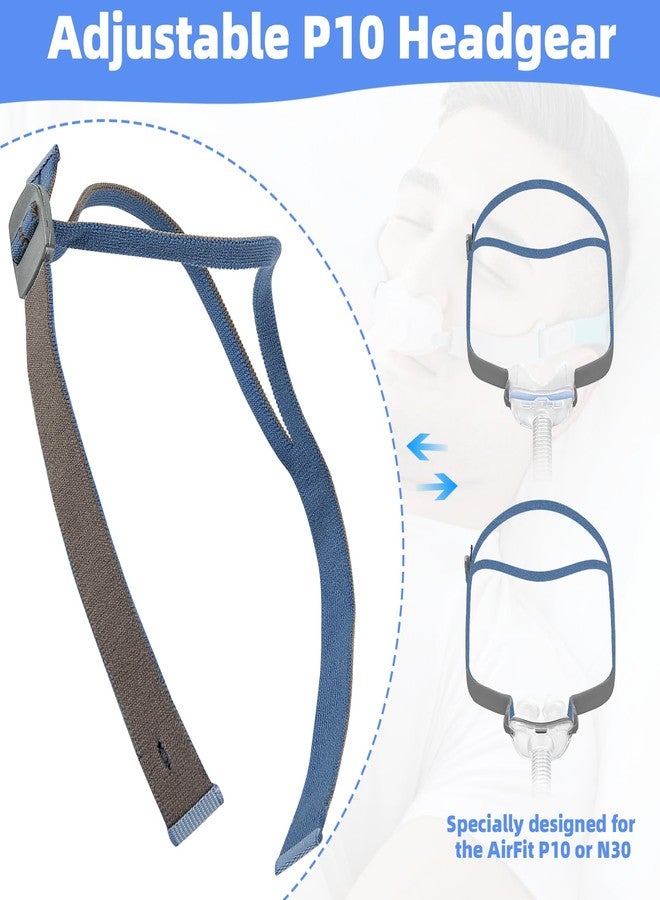 JDVBDNK أحدث حزام رأس مُطوّر لجهاز CPAP متوافق مع Airfit P10/ N30، حزام رأس بديل لجهاز AirFit N30، حزام رأس مريح قابل للتعديل مع أحزمة مرنة لجهاز AirFit N30، حزام رأس P10 بتصميم سهل التركيب (أزرق) - Image 5