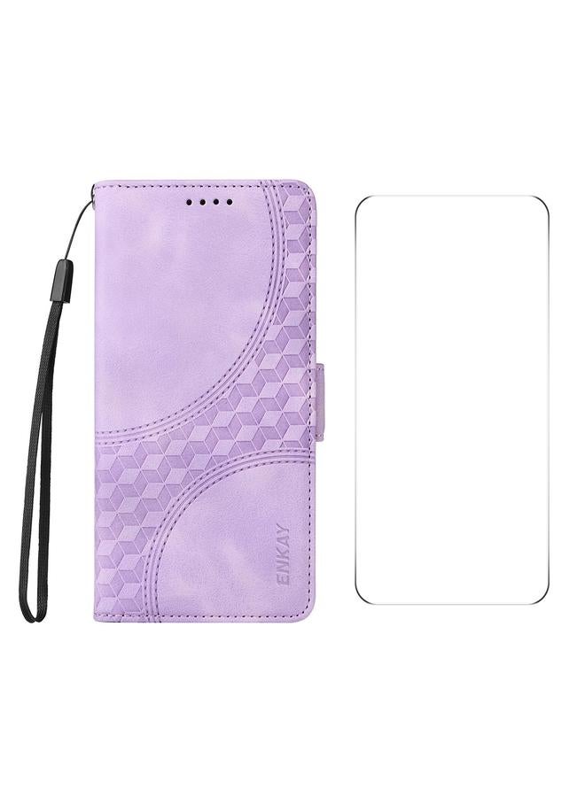 The Bros Case For OnePlus Nord 4 Embossed Rhombus Starry Leather Phone Case with Screen Film