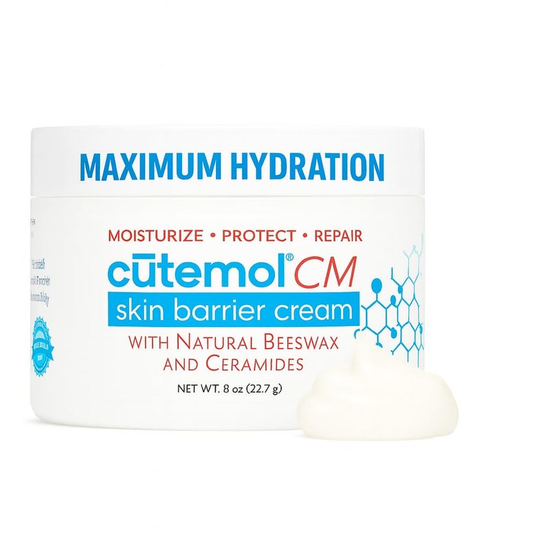 Cutemol CM Emollient Moisturizing Cream - For Severely Dry and Damaged Skin - Natural Beeswax Formulation containing Ceramides - Hydration for Cracked Hands and Feet, Eczema, Psoriasis (8 oz) - Image 1