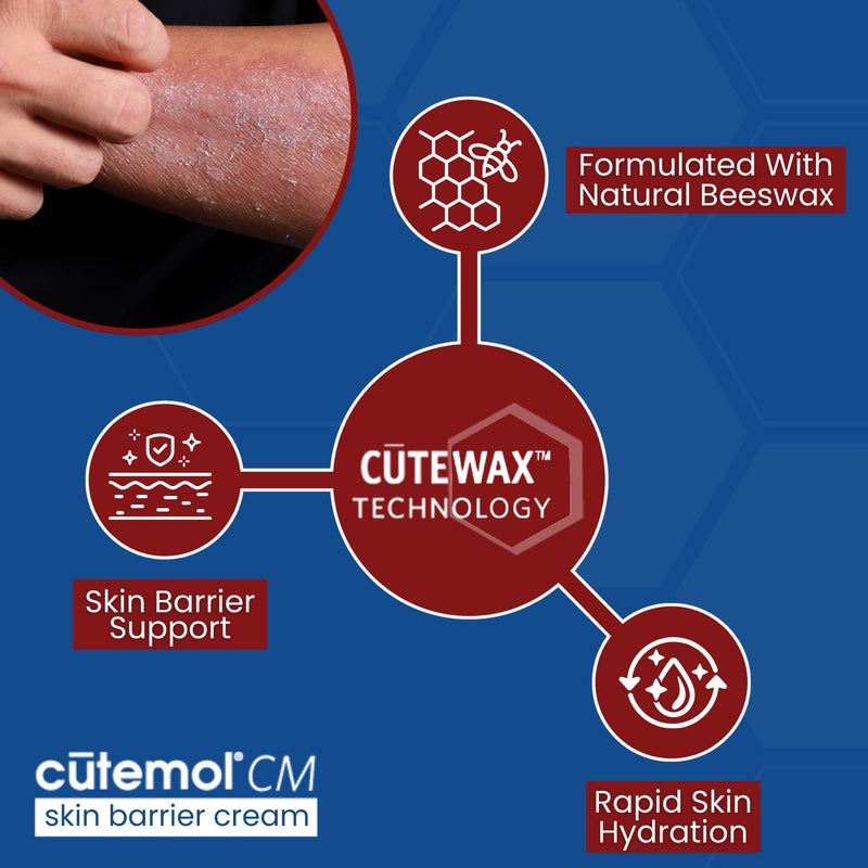 Cutemol CM Emollient Moisturizing Cream - For Severely Dry and Damaged Skin - Natural Beeswax Formulation containing Ceramides - Hydration for Cracked Hands and Feet, Eczema, Psoriasis (8 oz) - Image 4