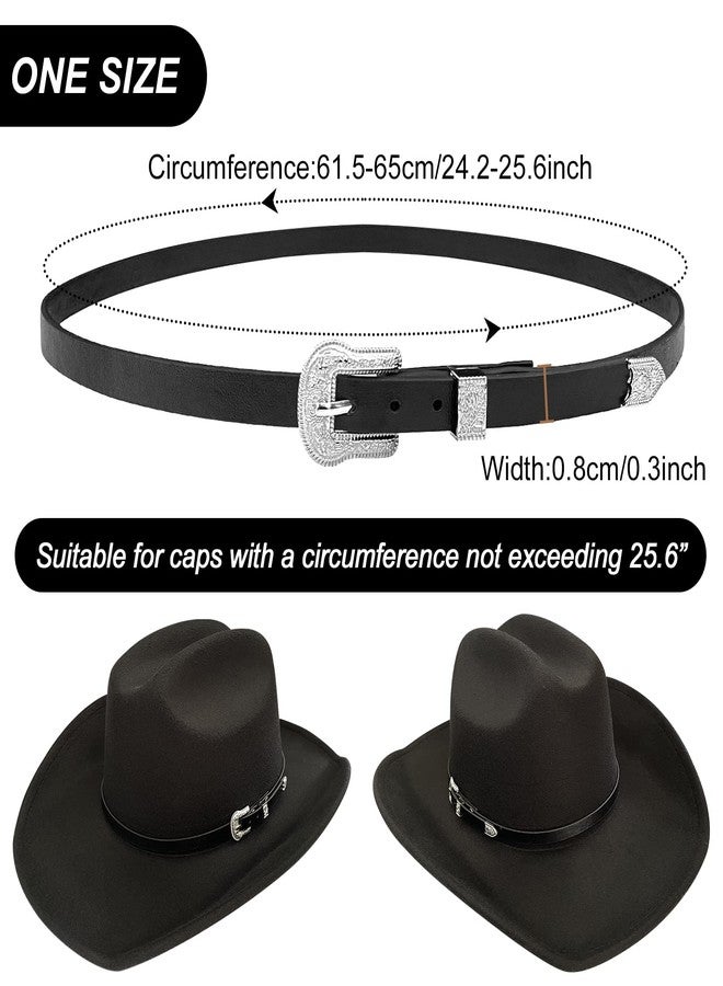 RainFlowwer Jet Black Leather Cowboy Hat Bands for Men Women Western/Fedora/Panama Hat Belts Cowgirl Hatbands Cowboy Supply Hand Made Replacement - Image 4