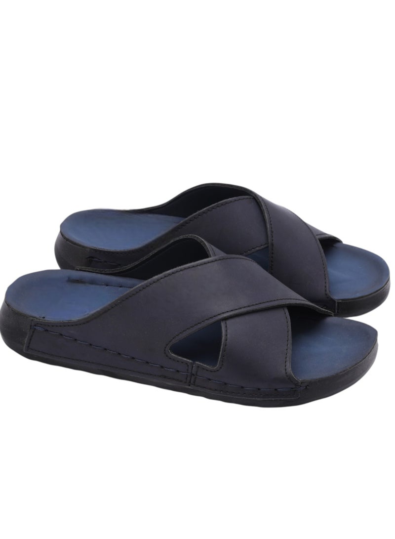 Men's Casual Genuine Leather Slippers - Comfortable Design with High Quality Material and Non-Slip Medical Sole  - Image 1