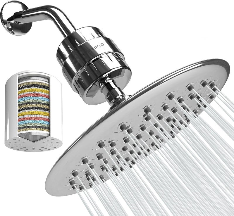 SparkPod Luxury Filtered Shower Head Set 23 Stage Shower Filter - Reduces Chlorine and Heavy Metals - High Pressure Showerhead Filter (9.5" Round, Luxury Polished Chrome) - Image 1