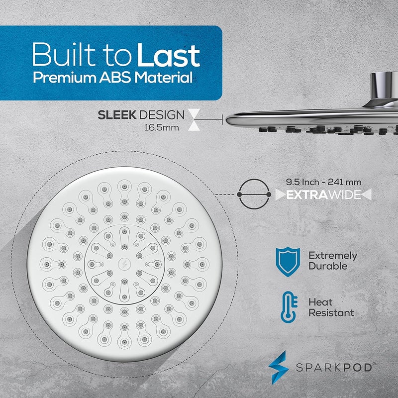 SparkPod Luxury Filtered Shower Head Set 23 Stage Shower Filter - Reduces Chlorine and Heavy Metals - High Pressure Showerhead Filter (9.5" Round, Luxury Polished Chrome) - Image 5