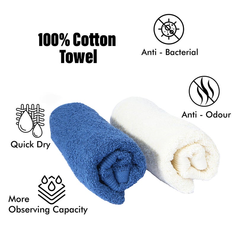 Kuber Industries 525 GSM Cotton Hand Towels |Super Soft, Quick Absorbent & Anti-Bacterial|Gym & Workout Towels|Pack of 2 (Blue & Ivory) - Image 5