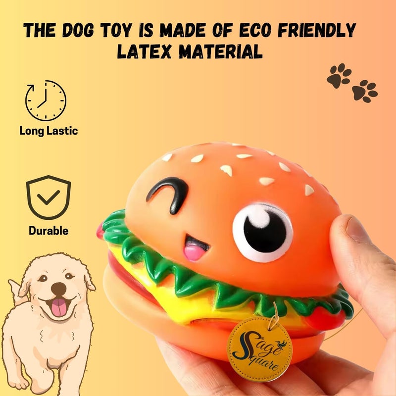 Sage Square Burger Wink Shape Interactive Pet Squeaky Toy: Durable, Safe, Fun Chew Toy for Dogs - Perfect for Playtime, Dental Health, Anxiety Relief - Ideal for Small, Medium & Large Breeds - Image 4