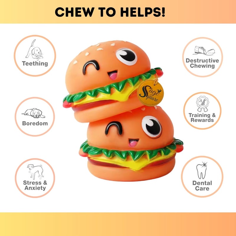 Sage Square Burger Wink Shape Interactive Pet Squeaky Toy: Durable, Safe, Fun Chew Toy for Dogs - Perfect for Playtime, Dental Health, Anxiety Relief - Ideal for Small, Medium & Large Breeds - Image 3