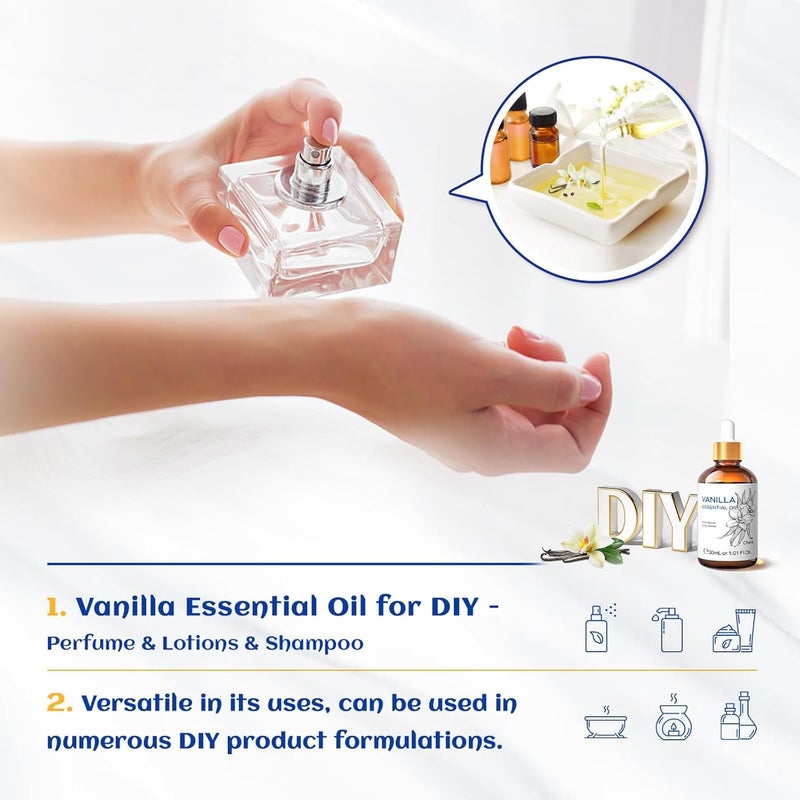 Vanilla Essential Oil, Natural Aromatherapy Oil for Face, Candle Making, Body Oil, Aromatherapy Diffuser, Humidifier, Sleep, Skin Hair 1 Fl Oz, 30ML - Image 4