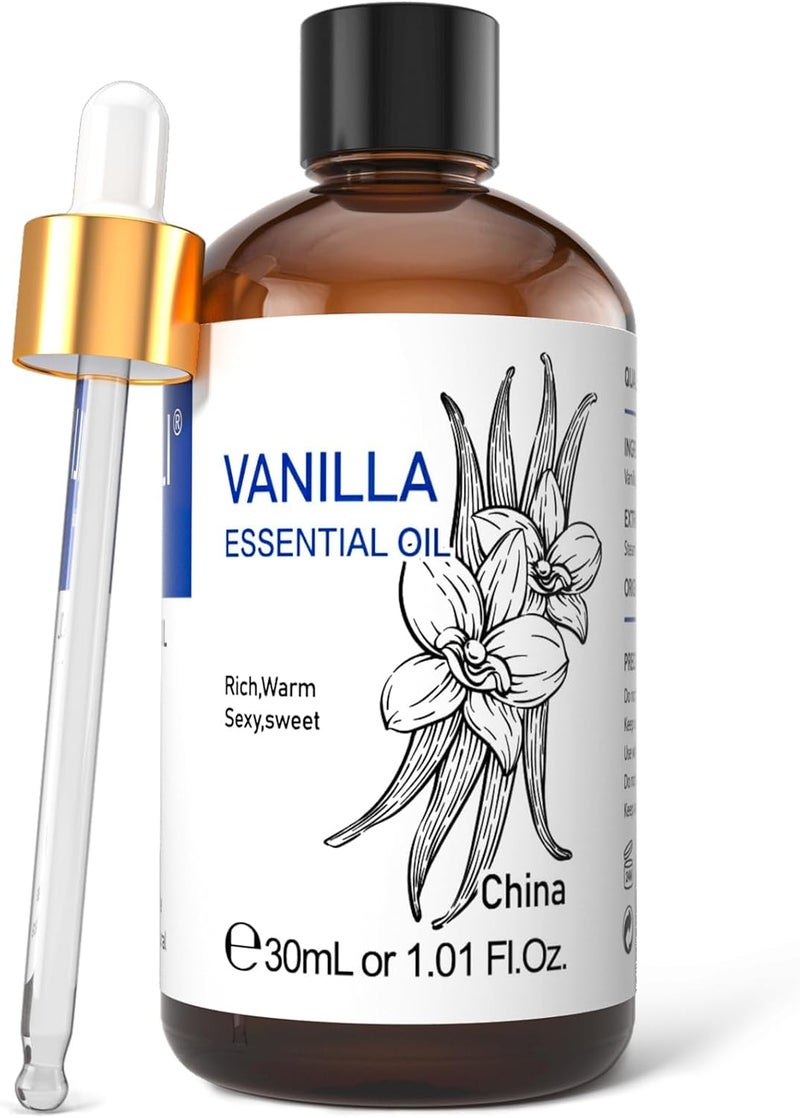 Vanilla Essential Oil, Natural Aromatherapy Oil for Face, Candle Making, Body Oil, Aromatherapy Diffuser, Humidifier, Sleep, Skin Hair 1 Fl Oz, 30ML - Image 1