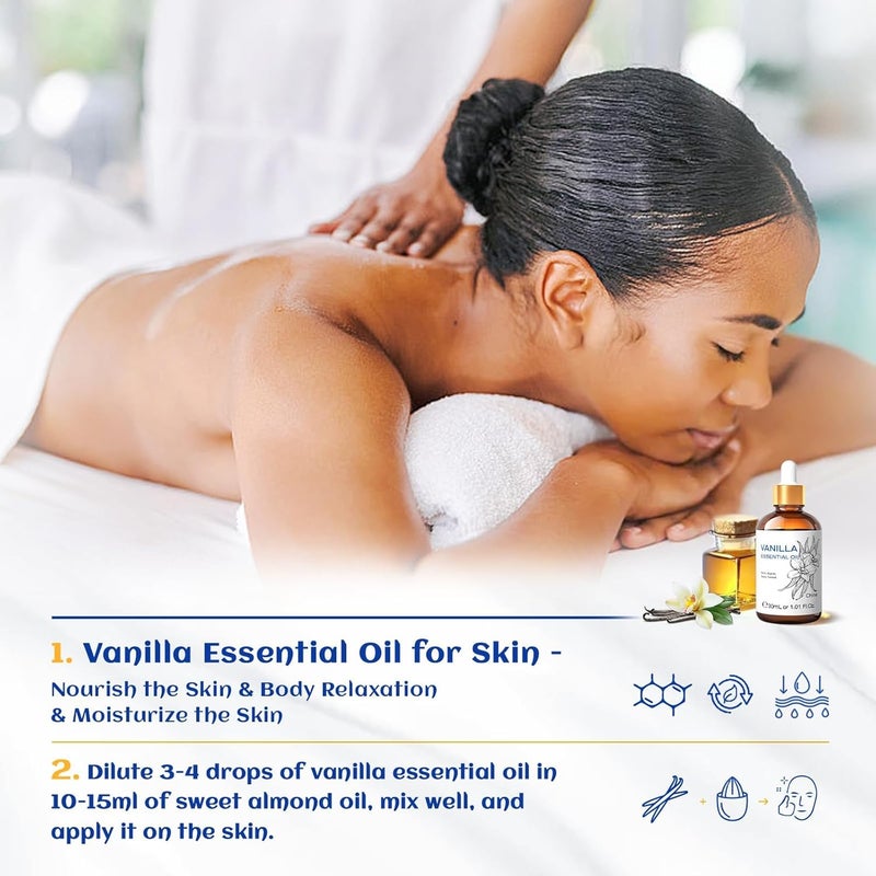 Vanilla Essential Oil, Natural Aromatherapy Oil for Face, Candle Making, Body Oil, Aromatherapy Diffuser, Humidifier, Sleep, Skin Hair 1 Fl Oz, 30ML - Image 3