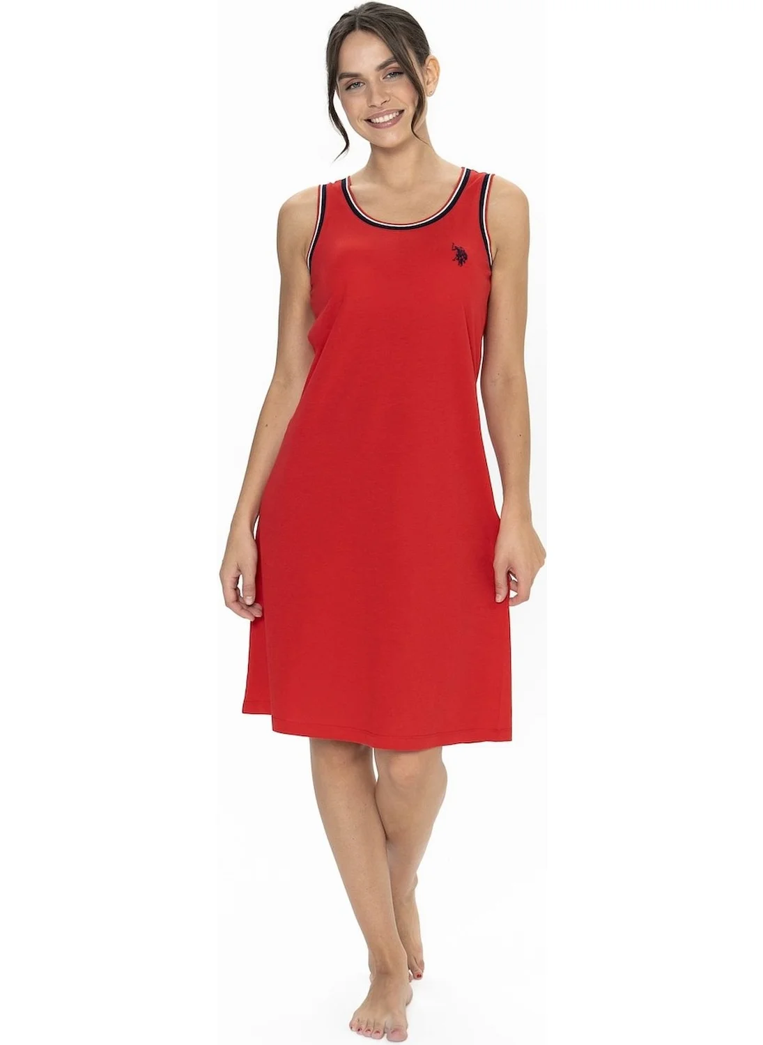 U.S. Polo Assn. 20006 Women's Thick Strappy Crew Neck Casual Home Wear-Red