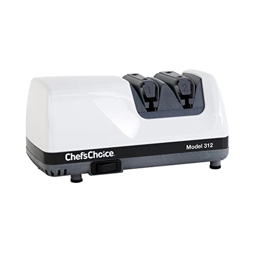 CHEF'S CHOICE ChefsChoice Professional Electric Knife Sharpeners UltraHone With 100Percent Diamond Abrasives And Precision Angle Guides For 20Degree StraightEdge and Serrated Knives 2Stage White 