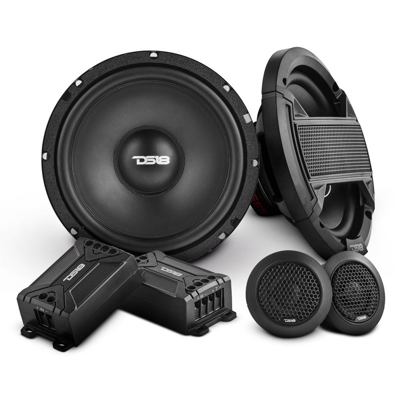 DS18 S65C Select 6.5" 2-Way Component Speaker Set 200 Watts 4-Ohm, Grill Included, Pair - 6.5" Door Speakers 2-Way with 1.5" Tweeters and 2X Passive Crossovers, Component Speaker System - Set of 2 - Image 1