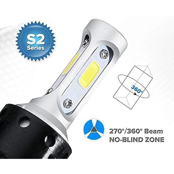 ريحني مصابيح أمامية للسيارات H4 LED مع لمبات إضاءة بيضاء 8000 لومن Cob 6500 كلفن - Image 4