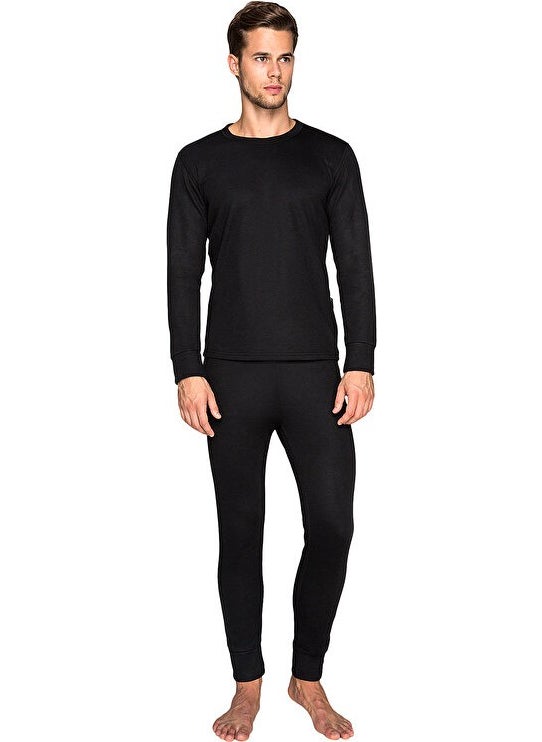 THE NORTH FACE مجموعة ملابس داخلية حرارية للكبار من ثيرموفورم Tf نشطة للجنسين HZT4008 أسود  - Image 3