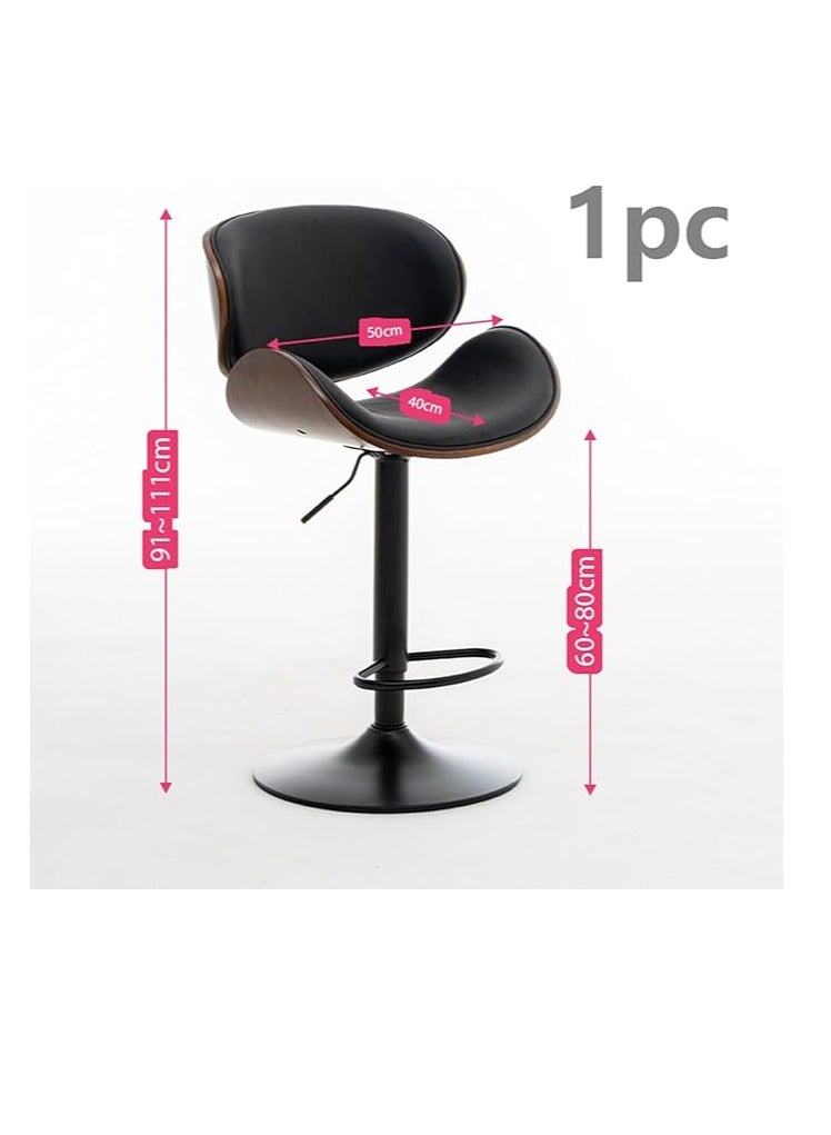 كول بيبي كراسي بار، كراسي بار جلدية خفيفة، مكتب استقبال منزلي فاخر، كراسي مرتفعة، مقاعد دوارة قابلة للتعديل، مقاعد مرتفعة، ظهر منخفض، جزيرة مطبخ، غرفة طعام، قطعة واحدة (أسود) - Image 2