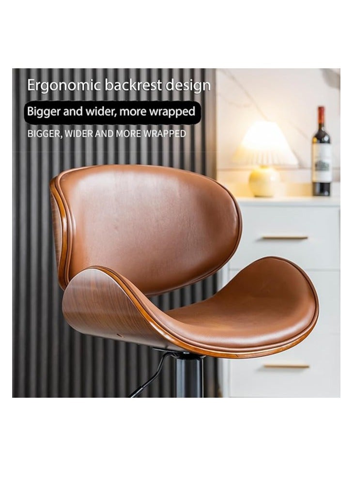 كول بيبي كراسي بار، كراسي بار جلدية خفيفة، مكتب استقبال منزلي فاخر، كراسي مرتفعة، مقاعد دوارة قابلة للتعديل، مقاعد مرتفعة، ظهر منخفض، جزيرة مطبخ، غرفة طعام، قطعة واحدة (أسود) - Image 3