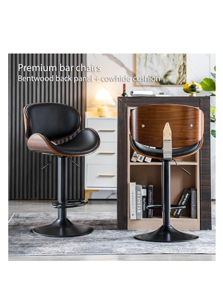 كول بيبي كراسي بار، كراسي بار جلدية خفيفة، مكتب استقبال منزلي فاخر، كراسي مرتفعة، مقاعد دوارة قابلة للتعديل، مقاعد مرتفعة، ظهر منخفض، جزيرة مطبخ، غرفة طعام، قطعة واحدة (أسود) - Image 4