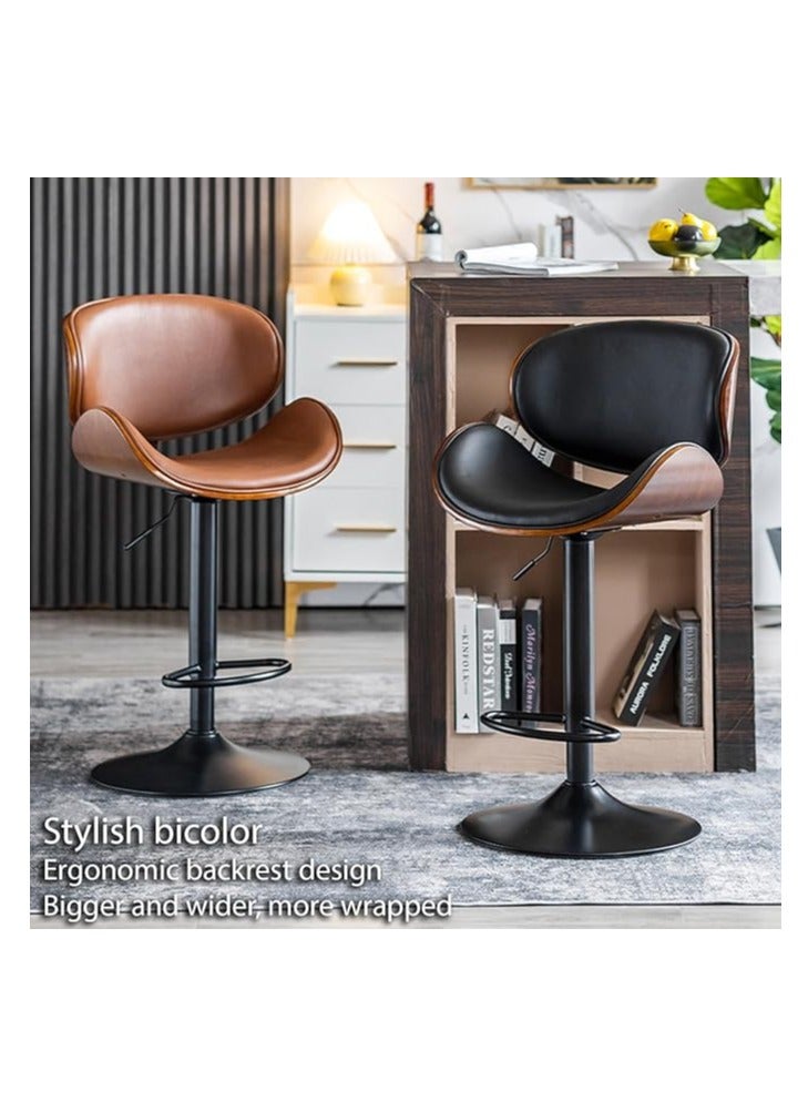 كول بيبي كراسي بار، كراسي بار جلدية خفيفة، مكتب استقبال منزلي فاخر، كراسي مرتفعة، مقاعد دوارة قابلة للتعديل، مقاعد مرتفعة، ظهر منخفض، جزيرة مطبخ، غرفة طعام، قطعة واحدة (أسود) - Image 5