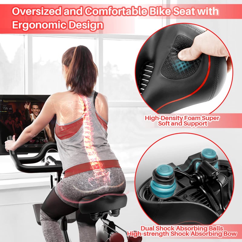 مقعد دراجة كبير الحجم لدراجة Peloton والدراجة + وسادة مقعد مريحة متوافقة مع طريق Peloton أو دراجات التمارين الرياضية، بديل سرج واسع للرجال والنساء لملحقات Peloton - Image 3