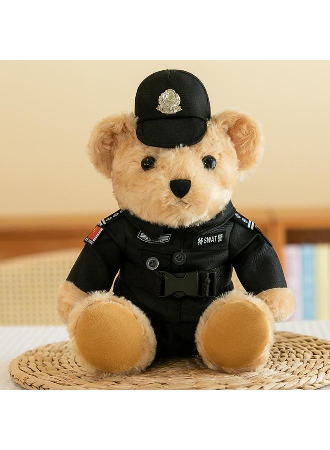 Corn Doll Special Police Bear Police Doll Traffic Police Bear Fire Souvenir Promotional Gifts-Specifications:Swat Brown-Color:35cm  - Image 1