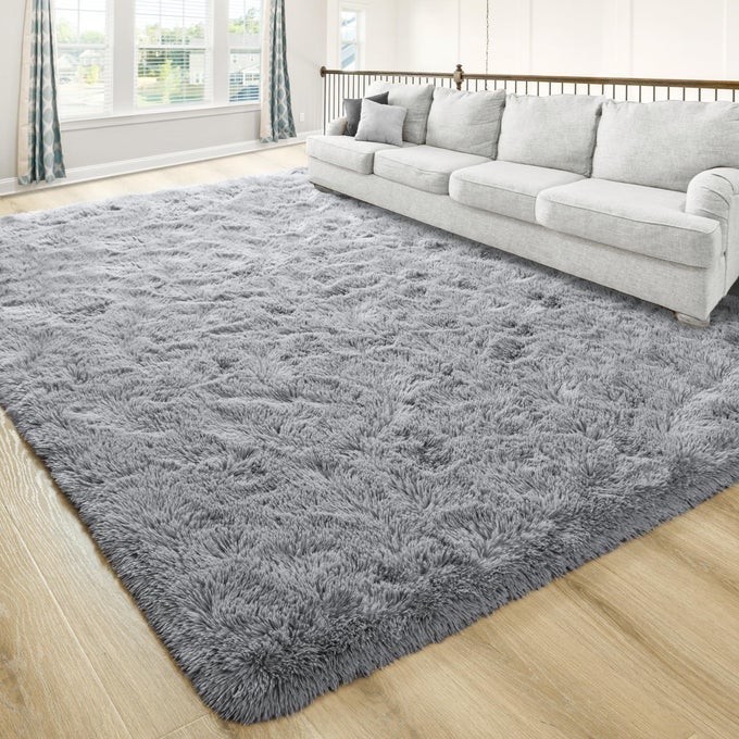 WASHABLE NONSLIP AREA RUG ULTRA SOFT AREA RUGS 4X53 FEET FLUFFY CARPETS FOR BEDROOM KIDS GIRLS BOYS BABY LIVING ROOM SHAGGY FLOOR NURSERY RUG HOME BEDROOM MATS GREY