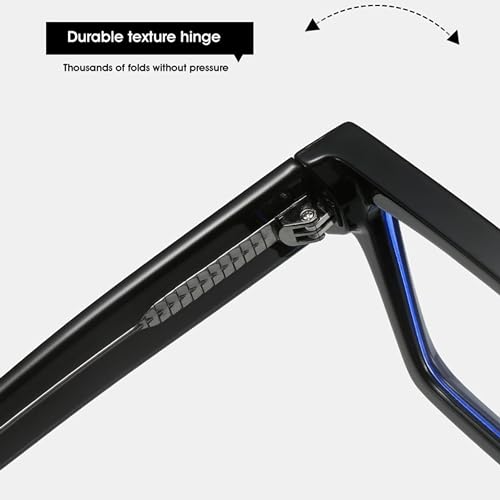 Kursan Square Black Glasses for Women Men Retro Oversized Thick Frame Clear Lens Eyeglasses (Bright Black) - Image 3