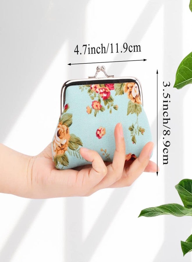 Oyachic 4 Packs Floral Coin Purse,Rose Kiss Lock Change Purse for Women,Small Cute Wallets with Clasp,Vintage Car Coin Pouch for Woman,Girls - Image 3