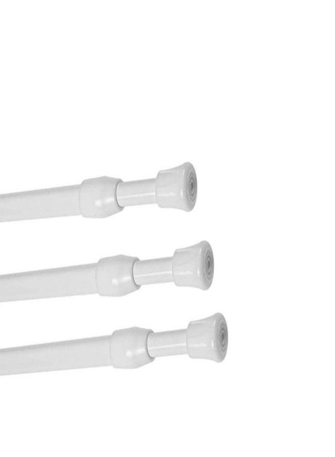 Ebonee 3 Pack Adjustable Spring Tension Curtain Rod for Cupboard Bars, White Extendable Small Short 15.7-28 inch Spring Tension Closet Rods for Shower Bathroom Window Wardrobe - Image 1