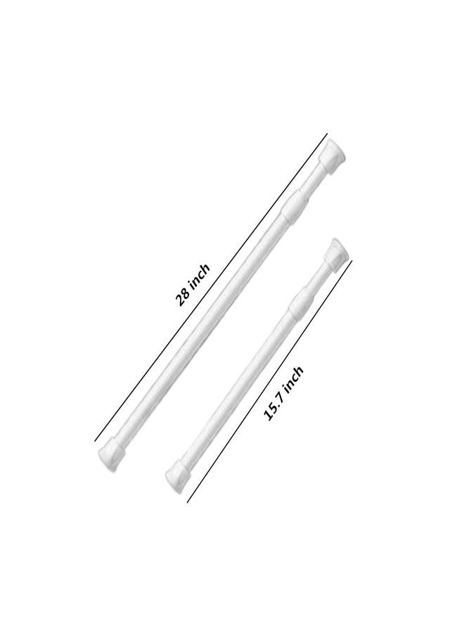 Ebonee 3 Pack Adjustable Spring Tension Curtain Rod for Cupboard Bars, White Extendable Small Short 15.7-28 inch Spring Tension Closet Rods for Shower Bathroom Window Wardrobe - Image 2