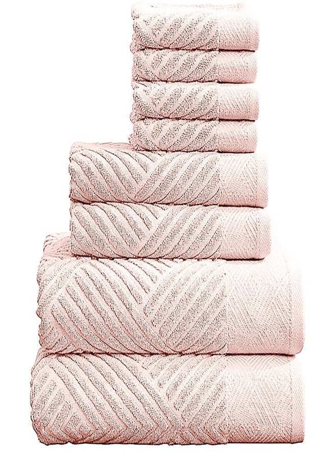 Simpli-Magic 100% Cotton Soft Towel Set Quick Dry and Highly Absorbent Textured Bath Towels Hand Towels and Washcloths (8 Piece Set) - Image 1