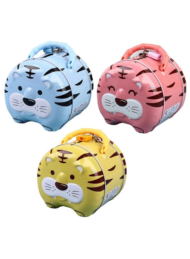 FunBlast Tiger Coin Box for Kids with Lock and Key - Cartoon Toy Money Bank for Kids Piggy Saving Box for Girls, Boys, Birthday Return Gift for Children (Pack of 3 Pcs, Multicolor) - Image 1
