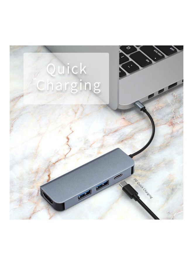 NIBEMINENT - 4-In-1 Multifunction Type-C Hub Grey - Image 1