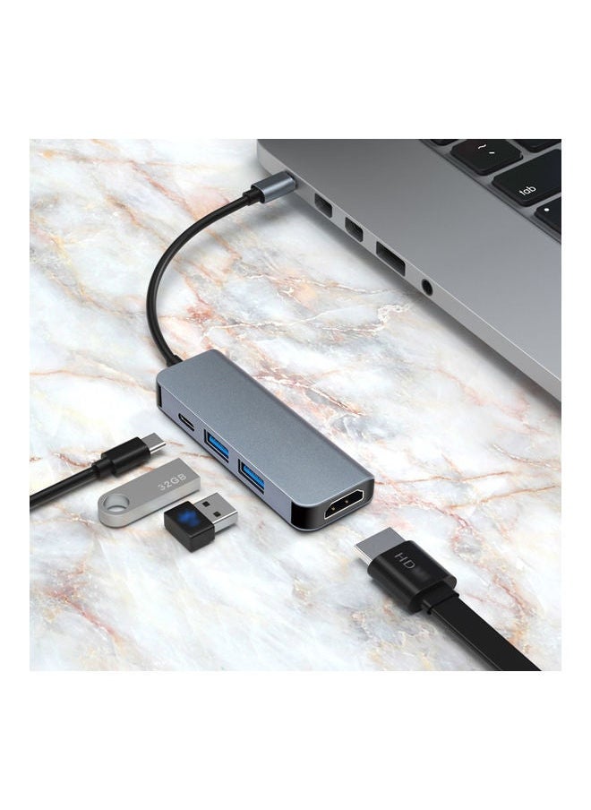 NIBEMINENT - 4-In-1 Multifunction Type-C Hub Grey - Image 1