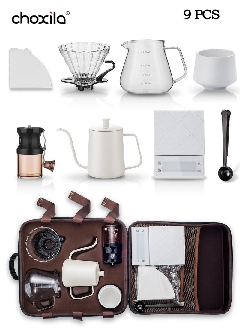 choxila White Coffee Maker Set of 9 Pieces with Suitcase V60 Professional To Prepare and Brew Coffee By Drip - Image 1