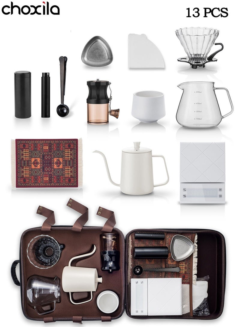 choxila White Coffee Maker Set of 9 Pieces with Suitcase V60 Professional To Prepare and Brew Coffee By Drip - Image 2