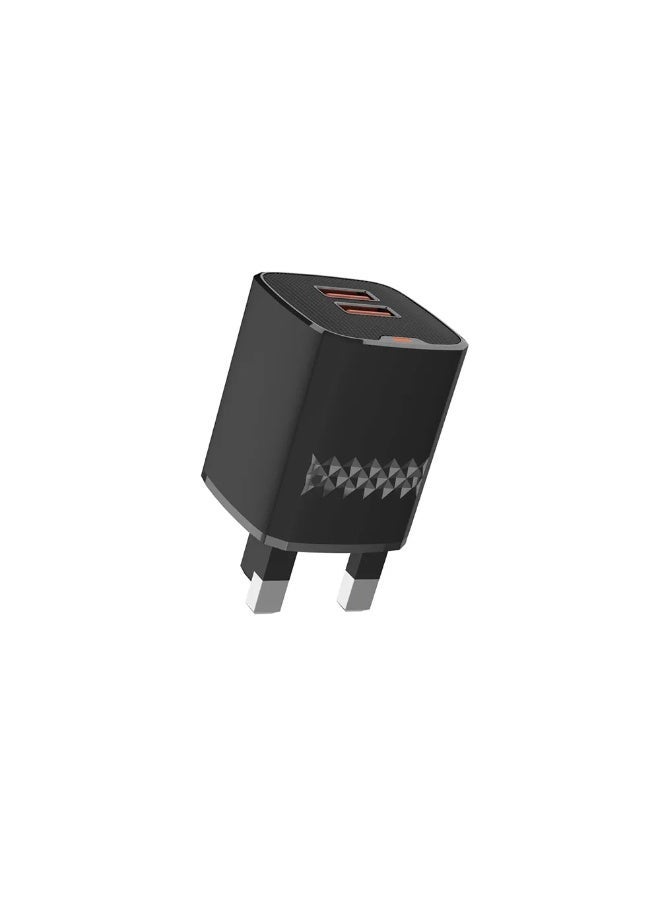 GREEN LION Dual Port Wall Charger with 2 USB-A Port & USB-A To Micro 1m Cable / Charging Protection /  Over-Voltage Protection , Over-Circuit Protection, Over-Heating & Short Circuit Protection / Ultra Compact / Output Power of 10.5W / Phone Charger 2 Plugs / For SmartPhones - Black - Image 3