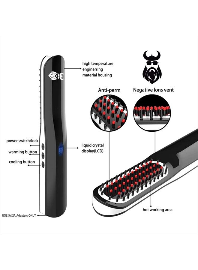 VIKICON مستقيم اللحية، مشط فرد اللحية بحجم صغير/بدون سلك/إيقاف تلقائي للسفر، المنزل، المواعيد، هدية رائعة للأب، هدية يوم الأب - Image 3