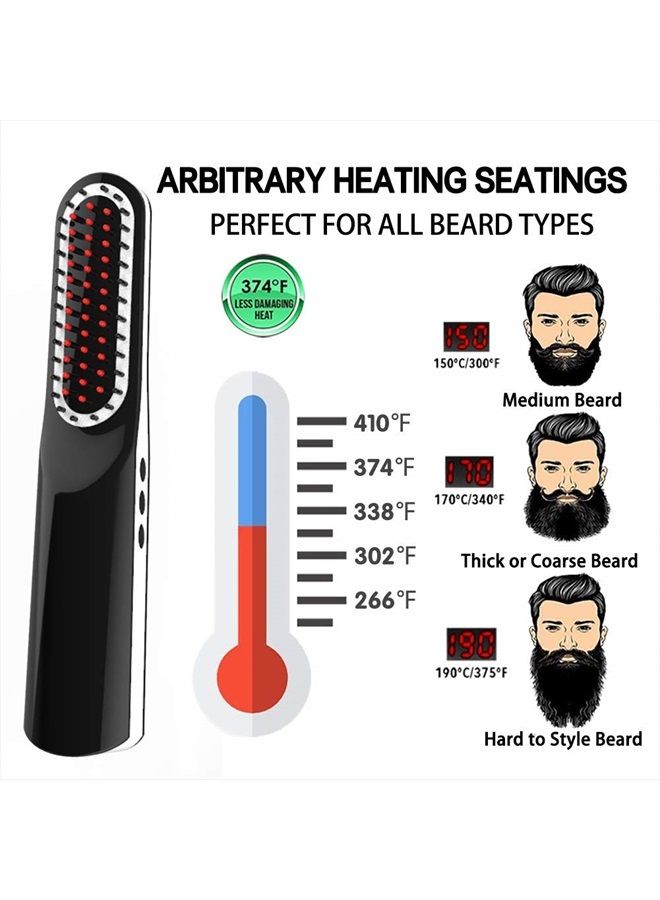 VIKICON مستقيم اللحية، مشط فرد اللحية بحجم صغير/بدون سلك/إيقاف تلقائي للسفر، المنزل، المواعيد، هدية رائعة للأب، هدية يوم الأب - Image 4