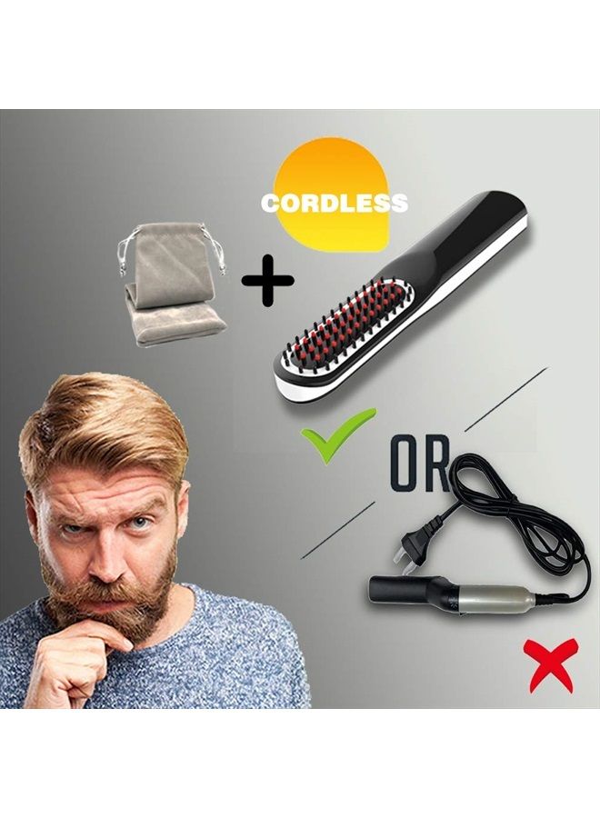 VIKICON مستقيم اللحية، مشط فرد اللحية بحجم صغير/بدون سلك/إيقاف تلقائي للسفر، المنزل، المواعيد، هدية رائعة للأب، هدية يوم الأب - Image 2