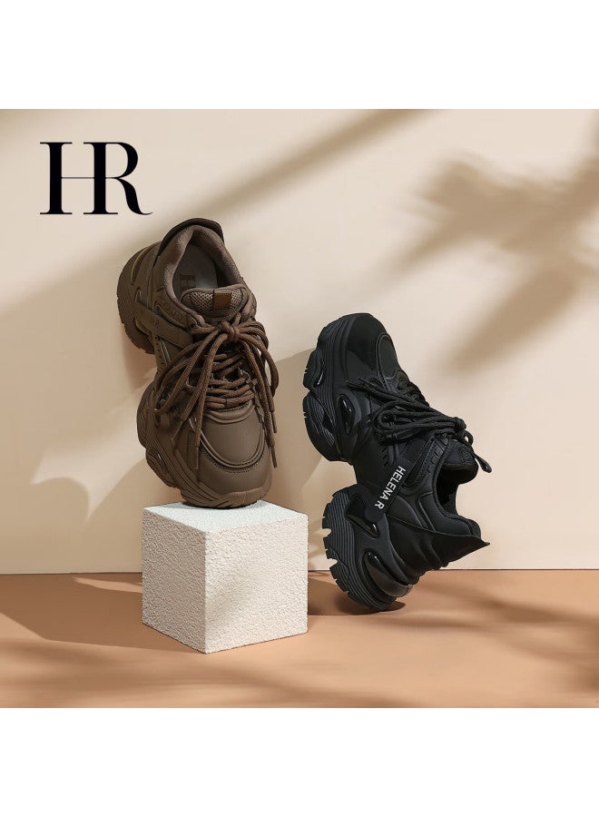 Hrhr Women's Shoes Autumn Winter New Versatile Air Cushion Sports Dad Sneakers Black Size 38 - Image 3