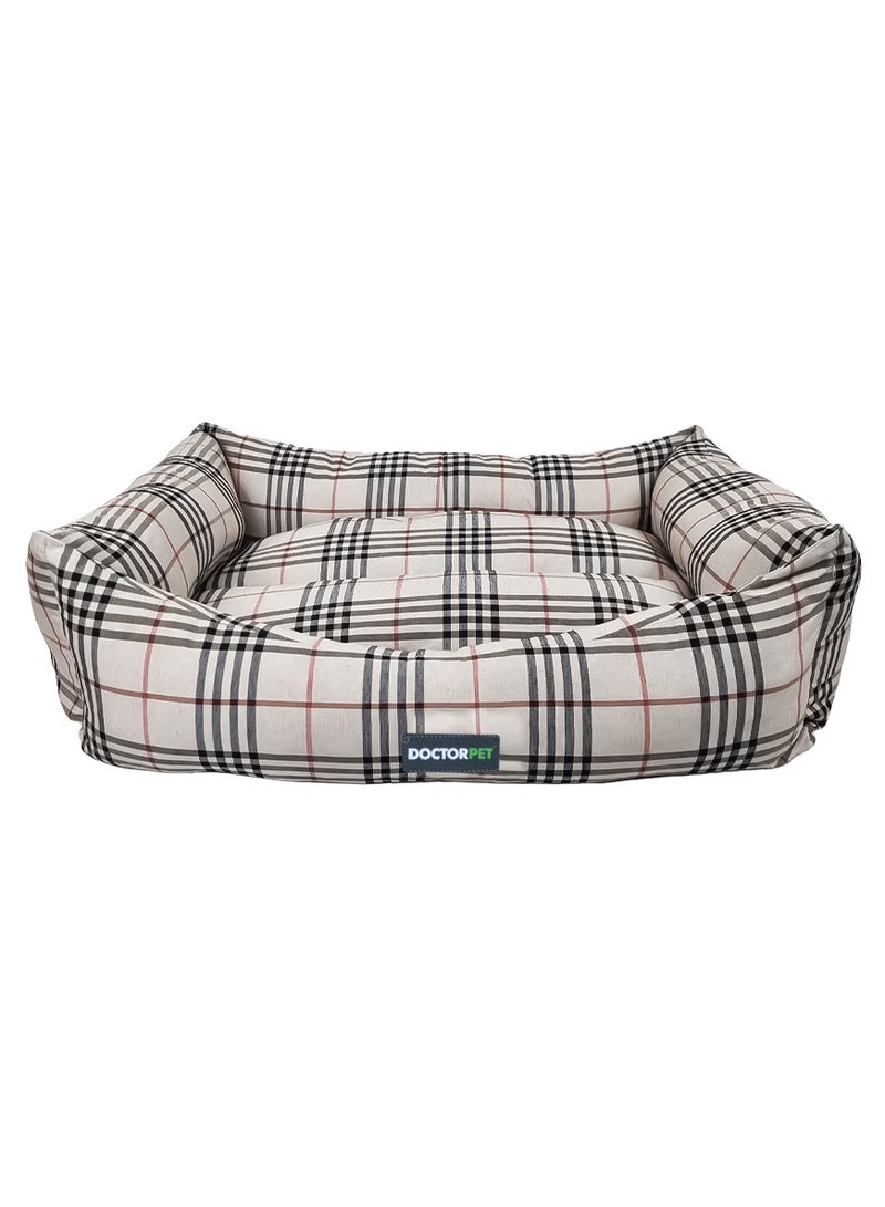 DOCTERPET Doctor Pet Danish Series Rectangle Pet Bed Small - 60x50x19cm – Soft Washable Fabric, Reversible Cushion, Non-Slip Base - Ideal for Cats & Small Dogs - Image 1