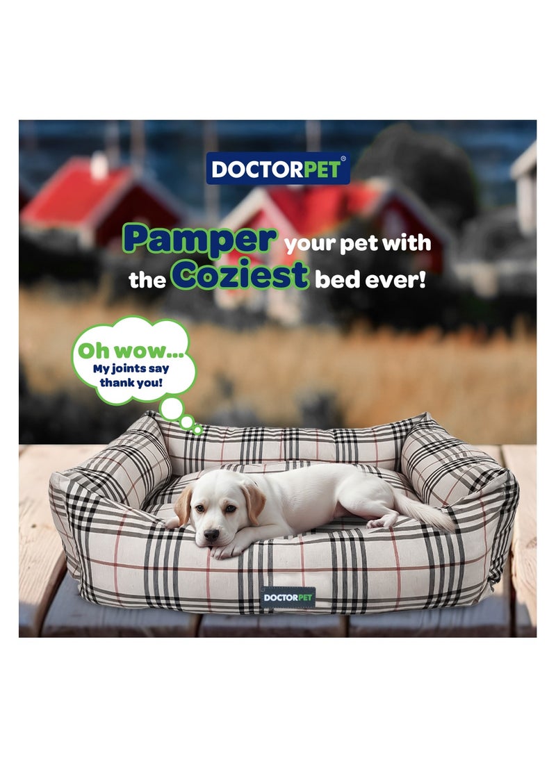 DOCTERPET Doctor Pet Danish Series Rectangle Pet Bed Small - 60x50x19cm – Soft Washable Fabric, Reversible Cushion, Non-Slip Base - Ideal for Cats & Small Dogs - Image 2